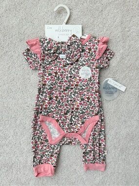 Milkberry Pink Floral Baby One-Piece Bodysuit